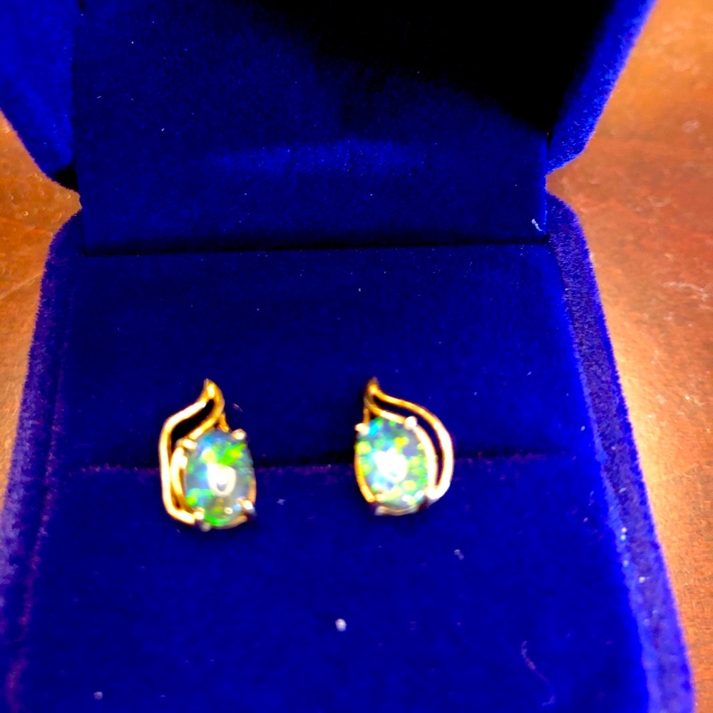 Beautiful Opal and 14k gold earrings.